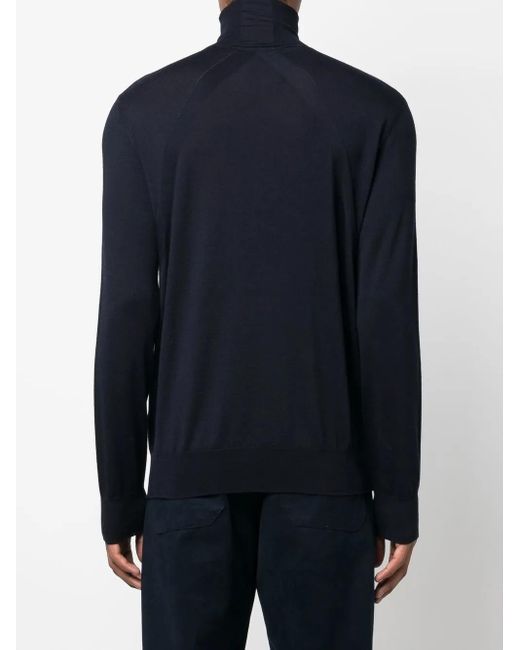 Jil Sander Blue Roll-Neck Merino Wool Jumper for men