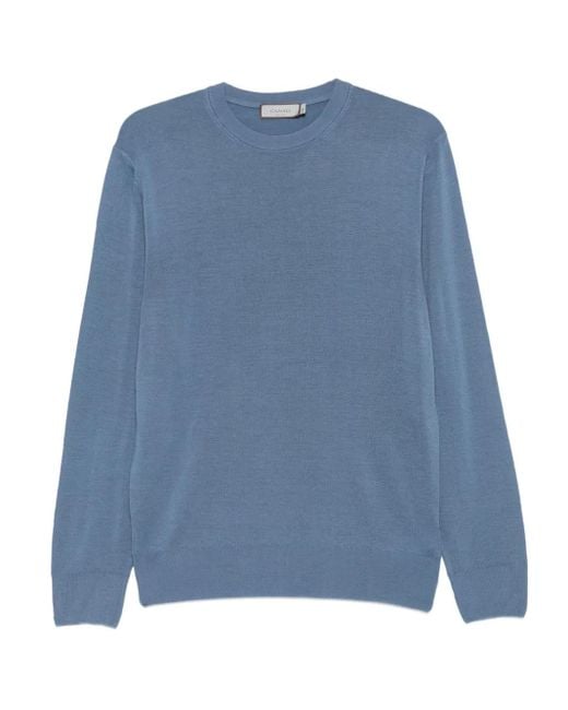Canali Blue Crew-Neck Wool Sweater for men