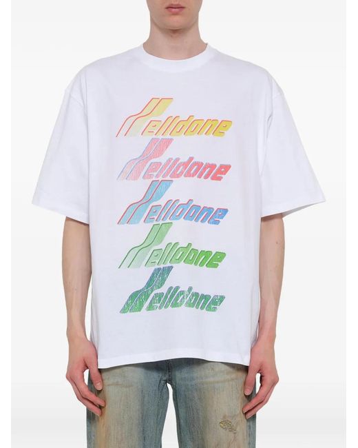 we11done White Logo-Print T-Shirt for men
