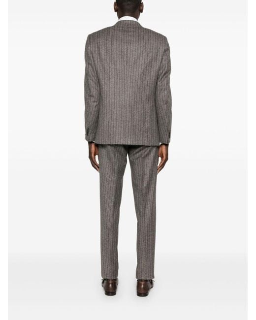 Caruso Gray Single-breasted Wool Suit for men