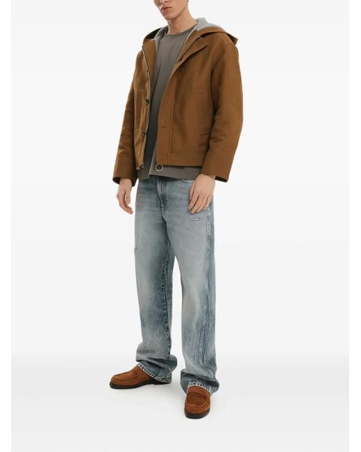 1989 STUDIO Brown Hooded Padded Jacket for men
