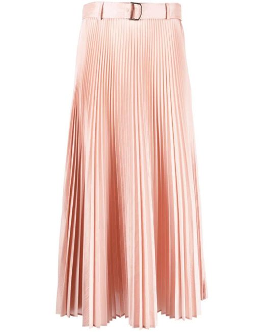 Max Mara Pink A-line Pleated Midi Skirt