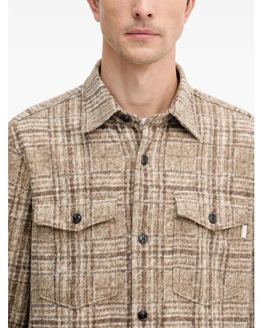 Joop! Natural Button-Up Check-Pattern Shirt Jacket for men