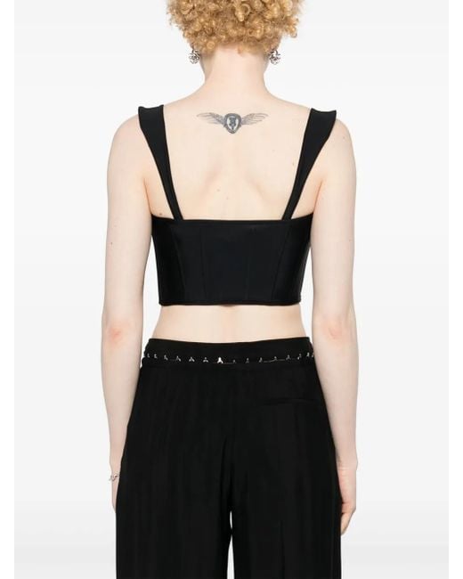Mugler Brown Denim Cropped Corset