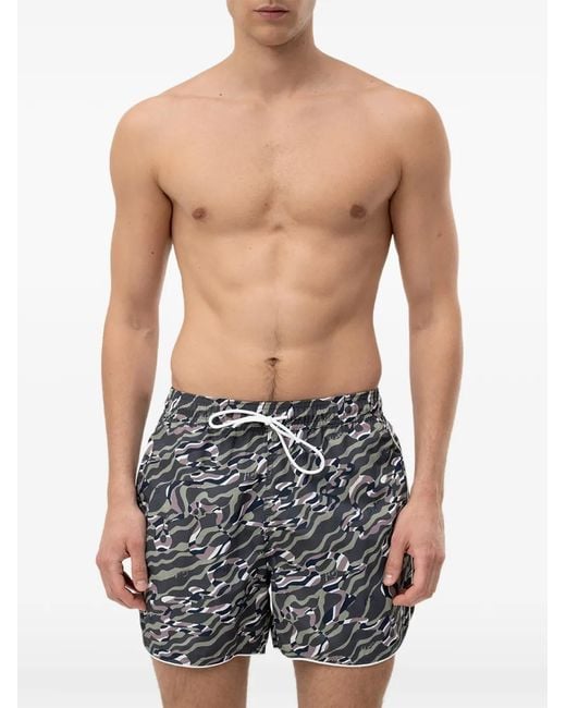 HUGO Blue Printed Drawstring Swim Shorts for men