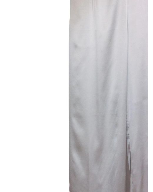 Purotatto Gray Satin-Finish Wide-Leg Trousers