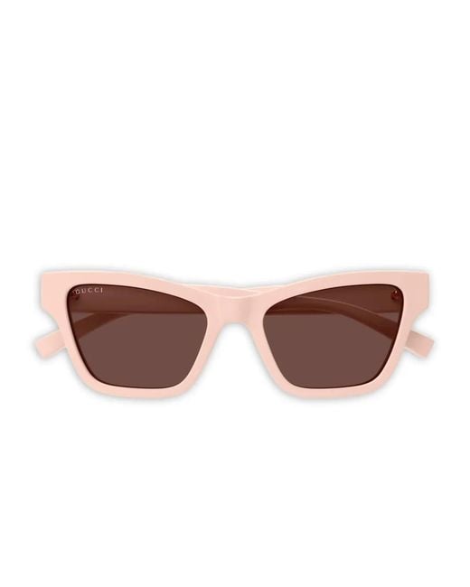 Gucci Brown Geometric Stripe Sunglasses