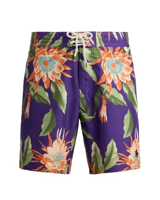 Polo Ralph Lauren Blue Floral-Print Swim Shorts for men