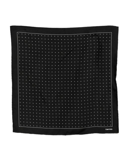 Tom Ford Black Polka-Dot Pocket Square for men