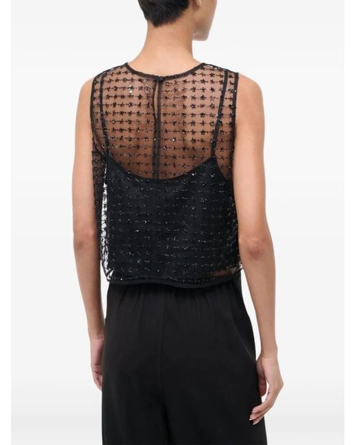 Staud Black Seraphina Star-Embellished Top