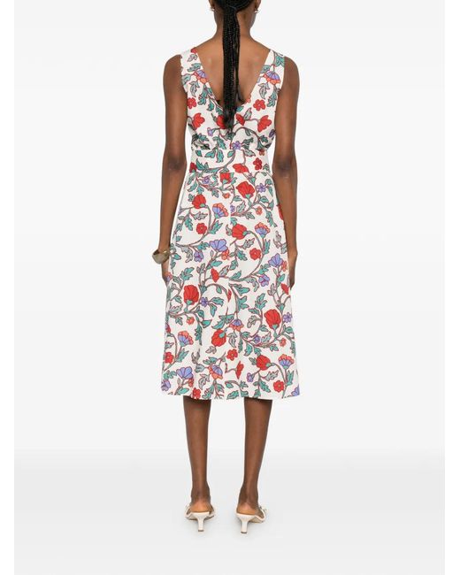 Pennyblack White Floral-Print Belted Midi Dress