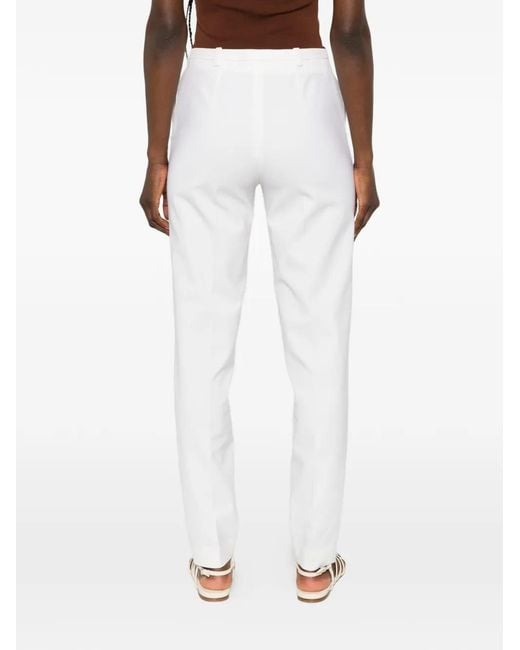 Loulou de Saison White Pantalon Droit À Plis Marqués