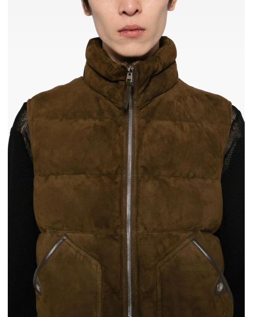 Tom Ford Brown Leather Gilet for men