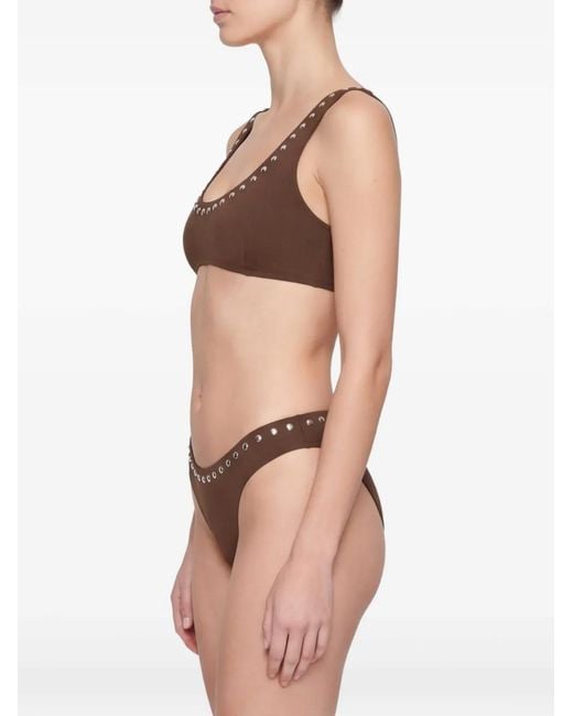 Let's Swim Brown Studded Bikini Top