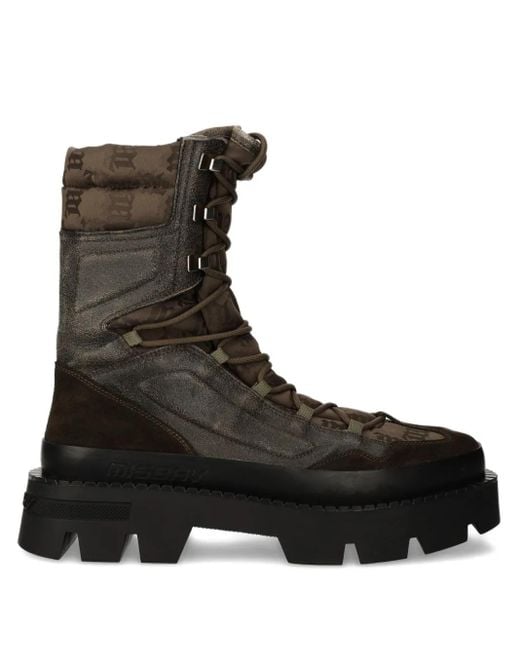 M I S B H V Black Logo-Print Lace-Up Boots for men