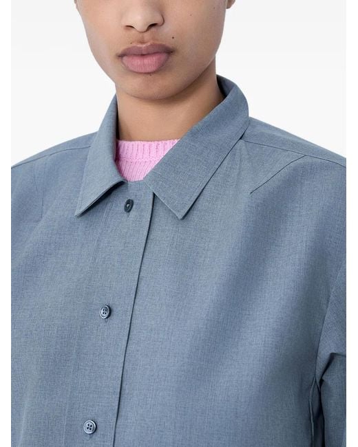 Jil Sander Blue Cropped Wool Jacket