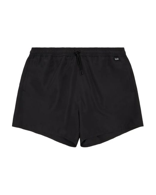 EA7 Black Drawstring Swim Shorts for men