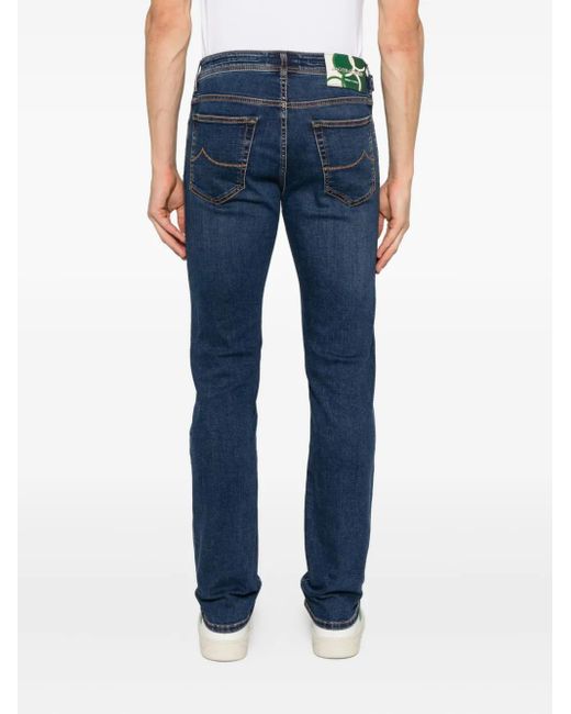 Jacob Cohen Blue Five-Pocket Stretch-Cotton Jeans for men