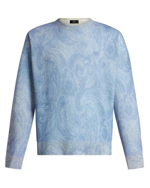 Maglione con stampa paisley di Etro in Blue da Uomo