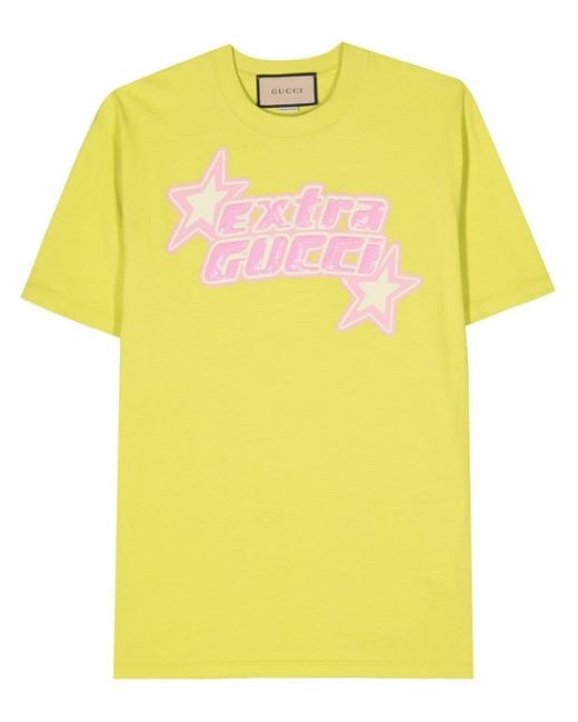 Camiseta con lentejuelas Gucci de color Yellow