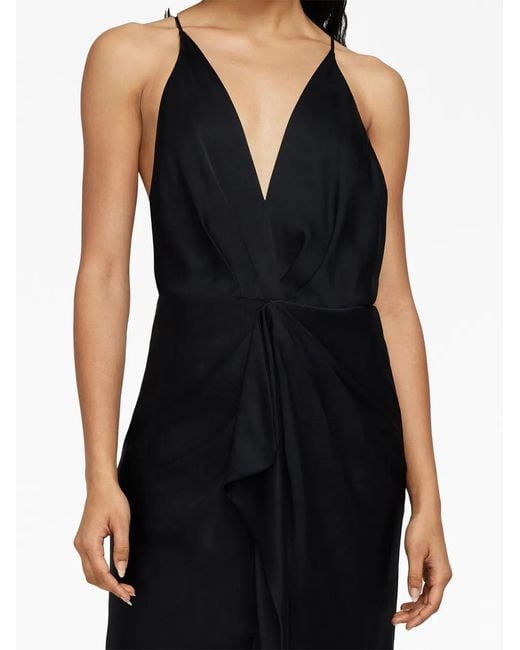 Jonathan Simkhai Black Giana Draped-Detail Sleeveless Dress