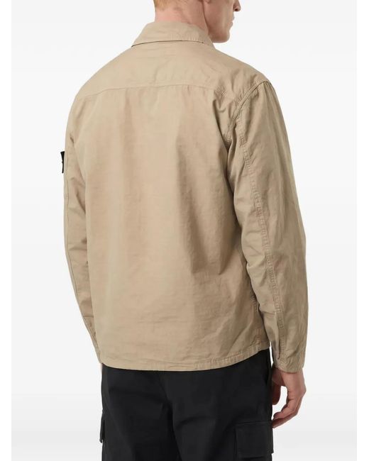 Stone Island Natural Logo-Patch Zip-Up Jacket for men