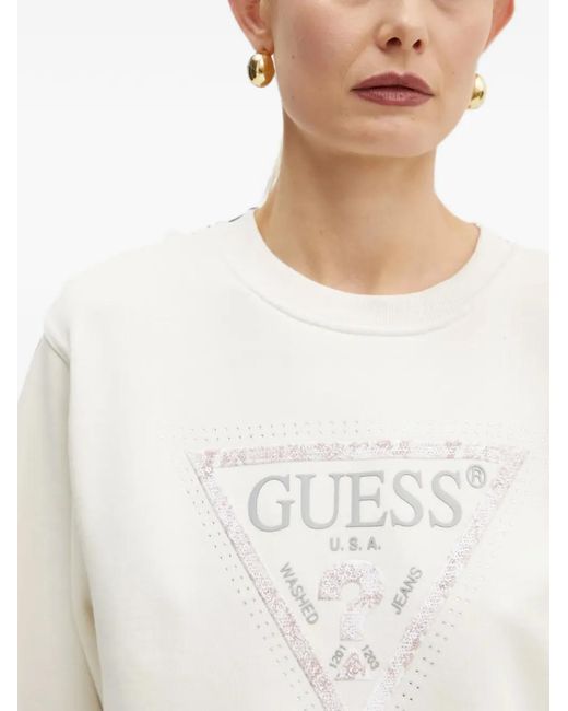 Guess White Sweat À Logo Imprimé Et Sequins