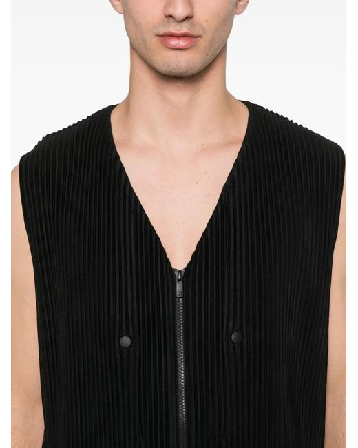 Homme Plissé Issey Miyake Black Quarry Zipped Gilet for men
