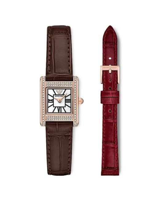 Emporio Armani White Interchangeable Leather Strap 26Mm Watch Set