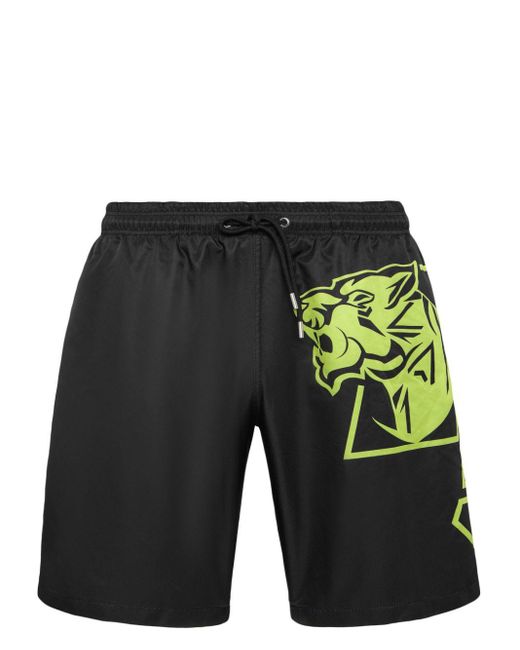 Philipp Plein Black Tiger-print Sports Shorts for men