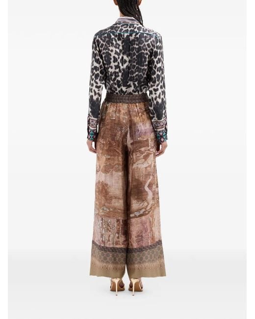 Pierre Louis Mascia Natural Graphic-Print Palazzo Pants