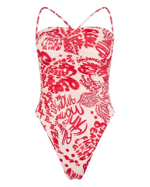 DSquared² Red Rebel Hibiscus One-Piece