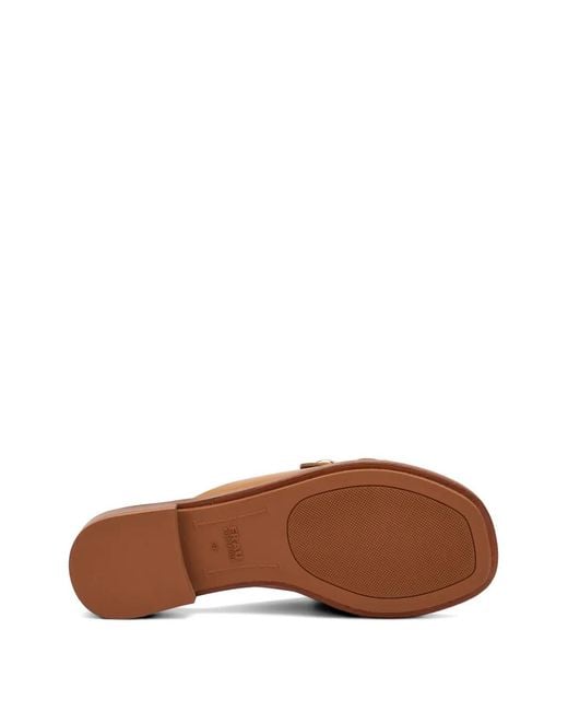 Frau Brown Double-Strap Buckle Sandals