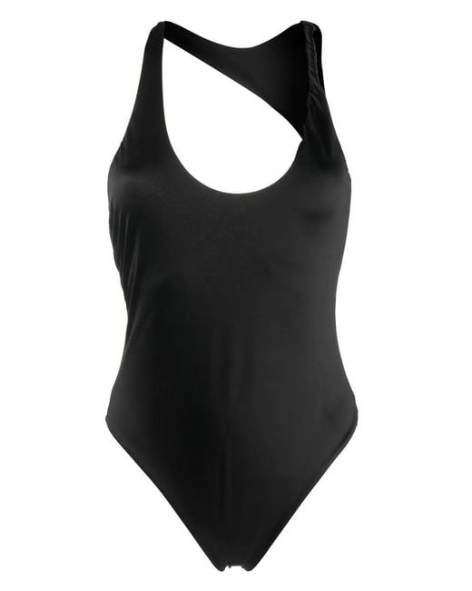 Versace Black Rolled Cut-Out Swimsuit