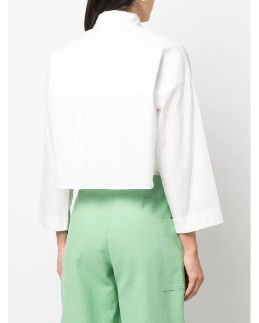 Jejia White Gestreiftes Cropped-Hemd