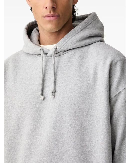 Levi's Gray Workwear Logo-Patch Pouch-Pocket Hoodie for men