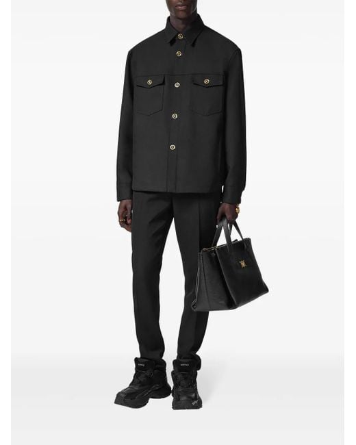 Versace Black Cavalry Wool Overshirt for men