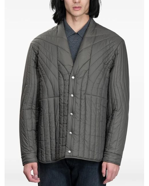 Rick Owens Gray Quilted Curved-Hem Jacket for men