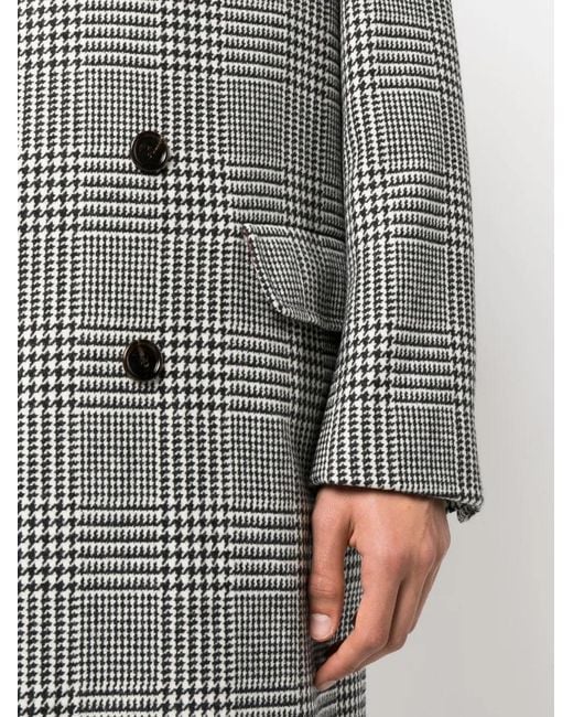 Brunello Cucinelli Gray Double-Breasted Checked Coat for men