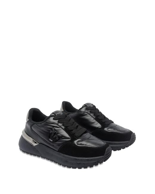 Pinko Black Metallic-Panel Chunky-Sole Sneakers