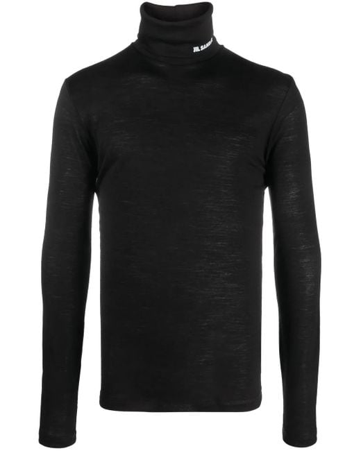 Jil Sander Rollkragenpullover Mit Logo-Print in Black für Herren