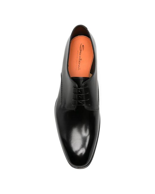 Derby Stringate di Santoni in Black da Uomo