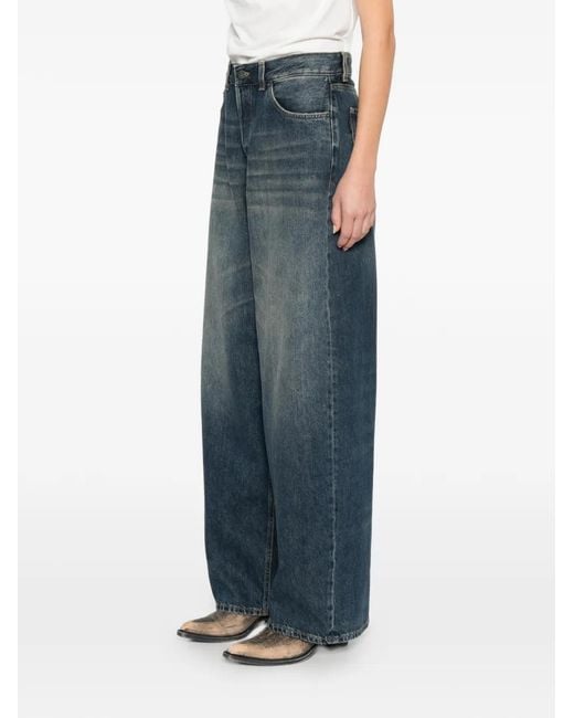 Haikure Blue Bethany Front-Button Wide-Leg Jeans