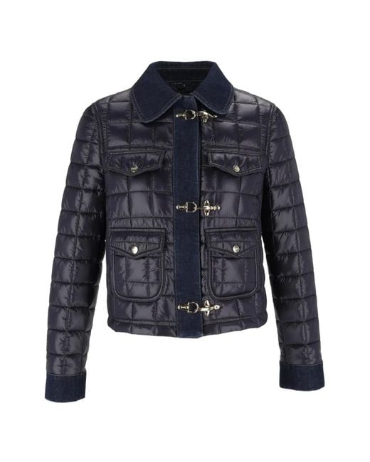 Fay Blue 3 Ganci Check-Quilted Jacket