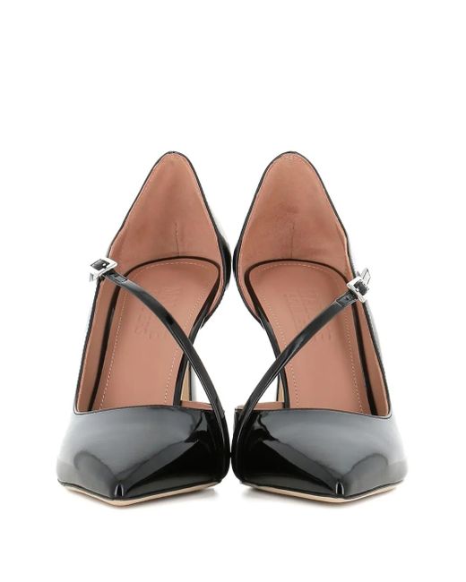 Malone Souliers Black 90Mm Patent Leather Cross-Strap Pumps