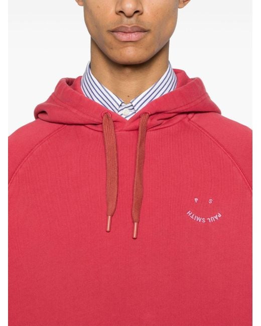 PS by Paul Smith Pink Logo-embroidered Cotton Hoodie for men