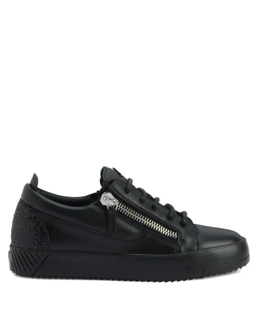 Giuseppe Zanotti Black Gail Zip-Detail Glitter Low-Top Sneakers