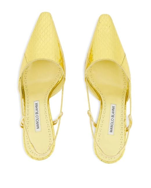 Manolo Blahnik Metallic 70Mm Touki Slingback Pumps