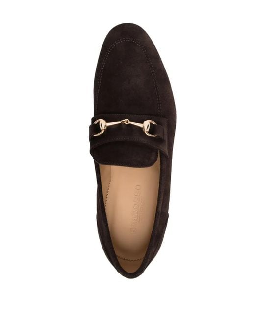 Scarosso Black Buckle-Detail Suede Loafers for men