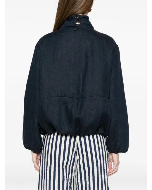 Herno Blue Linen Padded Jacket